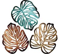 Palm Leaves Wood Wall Decor , 3Pcs Tropical Wall Art Jungle Decor, Wooden Natural Leaves Plant Wall Decor, Vintage Tropical Plant Plaque for Home Living Room Kitchen Bedroom Bathroom & Garden,