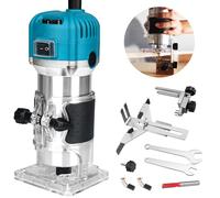 Palm Router Tool, 220V 800W 30000R/MIN Mini Wood Router, 1/4" Wood Trim Router with 6 Variable Speed, Handheld Wood Trimmer Router, Small Hand Held Woodwork Routers Machine for Woodworking Power Tools