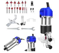 Palm Router Tool Trimmer,Router Table Electric Planer Wood with 15PCS Milling Cutter, Wood Router Power Trim Router Woodworking Handheld Router for Handicraft/Curve Cutting/Wood Slotting