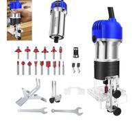 Palm Router Tool Trimmer,Router Table Electric Planer Wood with 15PCS Milling Cutter, Wood Router Power Trim Router Woodworking Handheld Router for Handicraft/Wood Slotting/Curve Cutting