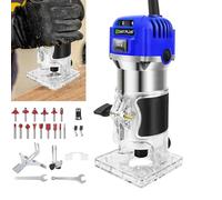 Palm Router Trimmer, 800W Woodworking Hand Router with Trimmer Base, 30,000 RPM, Includes 15pcs Router Bit Set, 1/4" Shank
