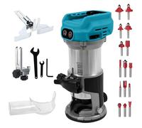 Palm Router Trimmer, Cordless Wood Palm Router Tool Compatible with Ma-ki-ta 21V Battery, 800W Brushless Motor Hand Palm Router with 15pcs 1/3" Shank Router Bits, 30000min/r, 6 Variable Speed