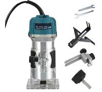 Palm Router Trimmer, Handheld Woodworking Hand Routers with Trimmer Base, 800W Precision Electric Routers with 15pcs 6.35mm Router Bit Set