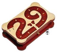 PALM ROYAL HANDICRAFTS - 2 Track Cribbage Board - 29 Holes - Blood Wood & Maple - 6.5 Inch Travel Size - For 2 Players (Ages 13+)