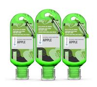 Palm Safe Apple 3 Pack 60ml Anti Bacterial Premium Hand Sanitiser Travel Size Refillable Clip Bottle Quick Drying Non Sticky Extra Moisturising Kills 99.9% of Viruses and Bacteria