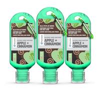 Palm Safe Apple and Cinnamon 3 Pack 60ml Anti Bacterial Premium Hand Sanitiser Travel Size Refillable Clip Bottle Quick Drying Non Sticky Extra Moisturising Kills 99.9% of Viruses and Bacteria