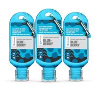 Palm Safe Blueberry 3 Pack 60ml Anti Bacterial Premium Hand Sanitiser Travel Size Refillable Clip Bottle Quick Drying Non Sticky Extra Moisturising Kills 99.9% of Viruses and Bacteria