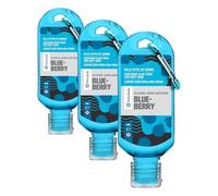 Palm Safe Blueberry 60ml Anti Bacterial Premium Hand Sanitiser Travel Size Refillable Clip Bottle Quick Drying Non Sticky Extra Moisturising Kills 99.9% of Viruses and Bacteria (Pack of 3)