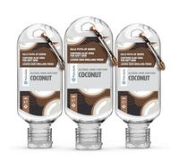 Palm Safe Coconut 3 Pack 60ml Anti Bacterial Premium Hand Sanitiser Travel Size Refillable Clip Bottle Quick Drying Non Sticky Extra Moisturising Kills 99.9% of Viruses and Bacteria