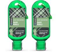 Palm Safe Fairy Pools 60ml Anti Bacterial Premium Hand Sanitiser Travel Size Refillable Clip Bottle Quick Drying Non Sticky Extra Moisturising Kills 99.9% of Viruses and Bacteria (Pack of 2)
