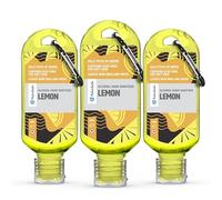 Palm Safe Lemon 3 Pack 60ml Anti Bacterial Premium Hand Sanitiser Travel Size Refillable Clip Bottle Quick Drying Non Sticky Extra Moisturising Kills 99.9% of Viruses and Bacteria