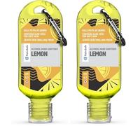 Palm Safe Lemon 60ml Anti Bacterial Premium Hand Sanitiser Travel Size Refillable Clip Bottle Quick Drying Non Sticky Extra Moisturising Kills 99.9% of Viruses and Bacteria (Pack of 2)