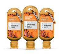 Palm Safe Pumpkin Spice 3 Pack 60ml Anti Bacterial Premium Hand Sanitiser Travel Size Refillable Clip Bottle Quick Drying Non Sticky Extra Moisturising Kills 99.9% of Viruses and Bacteria