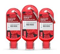 Palm Safe Red Rose 3 Pack 60ml Anti Bacterial Premium Hand Sanitiser Travel Size Refillable Clip Bottle Quick Drying Non Sticky Extra Moisturising Kills 99.9% of Viruses and Bacteria