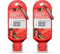 Palm Safe Watermelon 60ml Anti Bacterial Premium Hand Sanitiser Travel Size Refillable Clip Bottle Quick Drying Non Sticky Extra Moisturising Kills 99.9% of Viruses and Bacteria (Pack of 2)