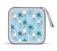 Palm Santa Christmas CD Case 40 Capacity Plastic DVD Storage Box Sleeves Zippered Wallet