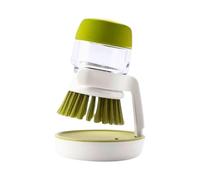 Palm Scrub Refillable Soap Dispensing Cleaning Washing Up Kitchen Brush with Storage Stand Holder- (Green)