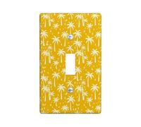 Palm Single Light Switch Cover Plate, Tropical Casual Rain Leaf Summer Yellow Plastic Standard Size Switch Plate Decorative for Living Room Bedroom Home Office Decor (Single)