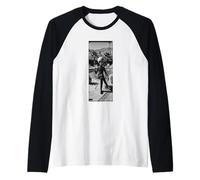 Palm Springs Alien Poolside Martini Vintage BW Art Raglan Baseball Tee