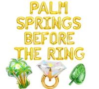 Palm Springs Before the Ring Banner Balloons Sign Tropical Summer Pool Bachelorette Bridal Shower Engagement Wedding Decorations