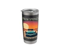 Palm Springs CA Retro Highway Nostalgic Vintage Car Design Stainless Steel Insulated Tumbler