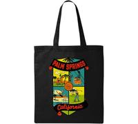 Palm Springs California America's Foremost Desert Resort Natural Ecological Cotton Tote Bag Black