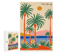 Palm Springs Illustration with Palm Trees: Weekend Puzzle Project, 1000 PCS Challenging Puzzle for Adults; for Shared Table Time