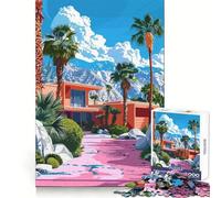 Palm Springs Mid-Century Modern Home 1000 Pieces Jigsaw Puzzles for Adults Brain Challenge Toy Indoor Play Precise Cut Fine Art Piece (38x26cm)