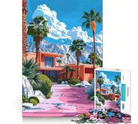 Palm Springs Mid-Century Modern Home Hard Jigsaw Puzzle for Adults 1000 Pieces Smart Game Home Enjoy Image Assembly Festive Gift (38x52cm)