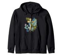 Palm Sunday Cross Christian Religious Art Palm Art Zip Hoodie