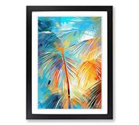 Palm Tree Abstract Framed Print | A2 Black Framed Wall Art | Ready to Hang | Abstract Floral Picture | Living Room Bedroom Lounge Office