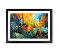 Palm Tree Abstract Framed Print | A2 Black Framed Wall Art | Ready to Hang | Abstract Floral Picture | Living Room Bedroom Lounge Office
