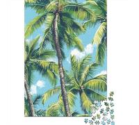 Palm Tree Art 1000 Pieces Fade-resistant Printing Tropical Print Brain Training Puzzle Display Worthy Design Get Well Soon Gift Vintage Inspired 38x26cm/1000pcs