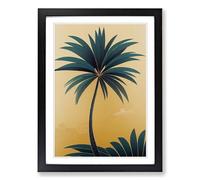 Palm Tree Art Deco Style Framed Print | A2 Black Framed Wall Art | Ready to Hang | Art Deco Floral Picture | Living Room Bedroom Lounge Office
