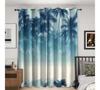 Palm Tree Blackout Curtains, 42x84, Tropical Oasis Island Curtains for Bedroom Livingroom, Thermal Eyelet Curtains & Drapes 84 Drop, Window Treatments, 2 Panels M&1023