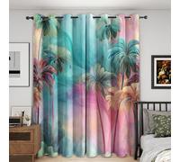 Palm Tree Blackout Curtains, 52x84, Tropical Paradise Curtains for Bedroom Livingroom, Thermal Eyelet Curtains & Drapes 84 Drop, Window Treatments, 2 Panels M&1020