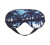 Palm Tree Blue Print Satin Sleep Mask & Eye Mask | Deep Dream Sleep Masks for Women & Men | Soft Sleeping Eye Mask to Nourish Skin