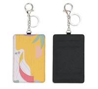 Palm Tree by Beach ID Card Holder with Key Ring Bus Pass Holder for Women Men with 2 Card Slots Slim Wallet for Nurse Teacher Student Meal Bank Credit Cards Daily Use Nurse Essentials