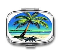 Palm Tree Clip Art Pill Case Travel Portable Pocket Pill Box 2 Compartment Medicine Case Large Capacity Daily Pill Cases Vitamin Organizer Medicine Organizer Small Pill Box