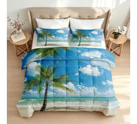 Palm Tree Coverless Duvet Set 155x220cm All-Season 3D Reversible