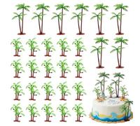 Palm Tree Decorations, Green Cake Decorations with Palm Branches, Jungle Cake Decorations for Palm Sunday and Moana Themed Parties, Set of Twenty-Eight Artificial Palm Trees