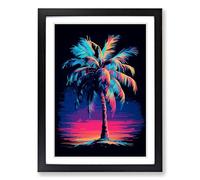 Palm Tree Digital Framed Print | A2 Black Framed Wall Art | Ready to Hang | Modern Floral Picture | Living Room Bedroom Lounge Office