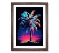 Palm Tree Digital Framed Wall Art Print A2 Walnut