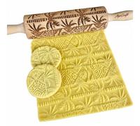 Palm Tree Embossing Rolling Pin with Tropical Pattern. Dough and Clay Roller for Embossed Cookies and Pottery. Cookie and Ceramic Stamp. Backing Gifts for Women by Algis Crafts