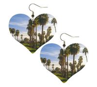 Palm Tree Golf Course Leather Earrings for Women Heart Earring Lightweight Dangle Earrings Jewelry Gifts