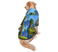 Palm Tree Golf Course Print Dog Hoodie For Medium To Large Dogs, Warm, Soft, Breathable Sweatshirt, Easy To Wear Jumper For Winter And Fall, Pet Coat Pullover