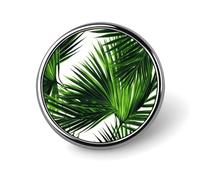 Palm Tree Green Leaves Badge Holder Personalized Metal Button Pin Fashion Round Badge with Pattern Pin DIY Button Badges Exquisite Brooch Crafts Gift Clothes Decorative Pins