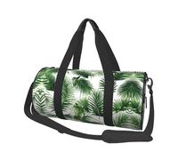 Palm Tree Green Leaves Duffle Bag with Shoes Compartment and Adjustable Strap,Foldable Travel Duffel Bags for Men Women,Waterproof Duffel Bags