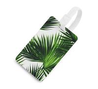 Palm Tree Green Leaves Luggage Tag Classic Personalized Repeated Luggage Tag Cute Unique Travel Essentials Identifiers for Women Men Baggage Backpack Handbag Suitcase