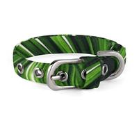 Palm Tree Green Leaves Pet Collar Oxford Adjustable Safety Dog Collars Cute Outdoor Training Pet Collars Easy Clean Floral Print Puppy Collar for City Pet Owners